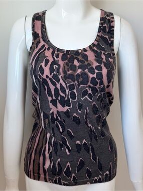 Roberto Cavalli cashmere leopard sleeveless tank sweater